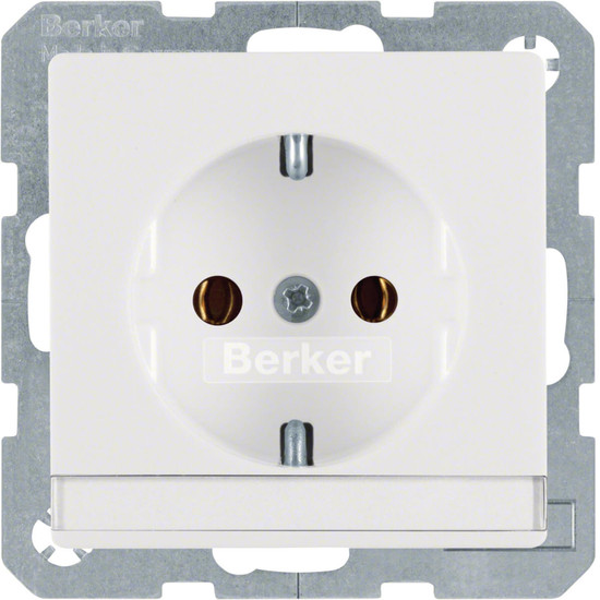 Berker 47506089 Steckdose Schuko mit Beschriftungsfeld Q.x polarweiß. samt