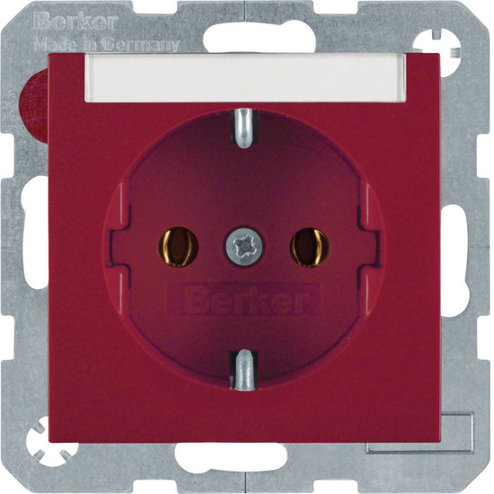 Berker 47508902 Steckdose Schuko mit Beschriftungsfeld S.1/B.3/B.7 rot. glänzend