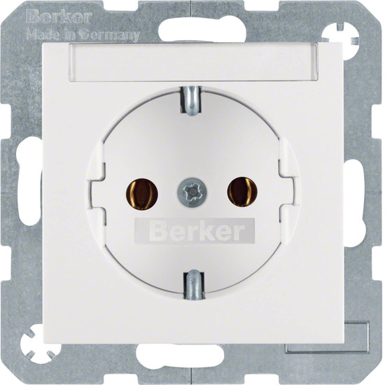 Berker 47508989 Steckdose Schuko mit Beschriftungsfeld S.1/B.3/B.7 polarweiß. glänzend