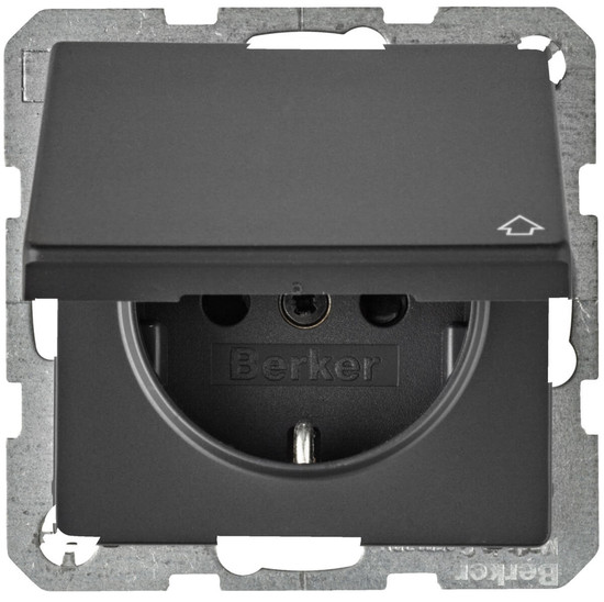 Berker 47516086 Steckdose Schuko mit Klappdeckel u. erh.BS Q.x anthrazit. samt