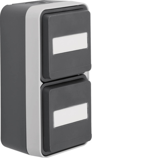 Berker 47703535 Steckdose Schuko 2f. senkr. mit Klappdeckel. mit Beschriftungsfeld W.1. grau