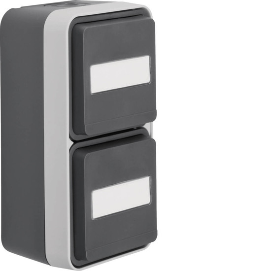 Berker 47703545 Steckdose Schuko 2f senkr. Klappd. Beschriftungsfeld erh. Berührungss. W.1. grau