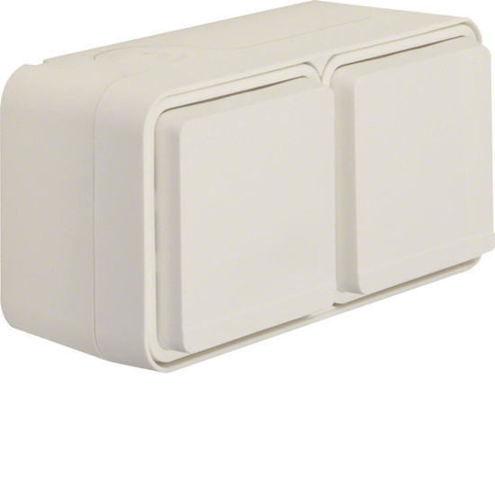 Berker 47843512 Steckdose Schuko 2fach waagerecht mit Klappdeckel 2 Schieber W.1. polarweiß