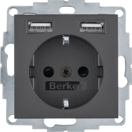 Berker 48031606 Steckdose Schuko/USB A-A. B.3/B.7. anthrazit matt