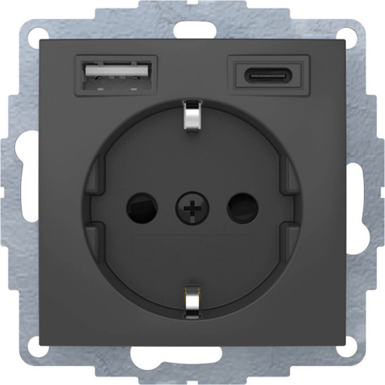 Berker 48041606 Steckdose Schuko/USB A-C B.3. anthrazit matt