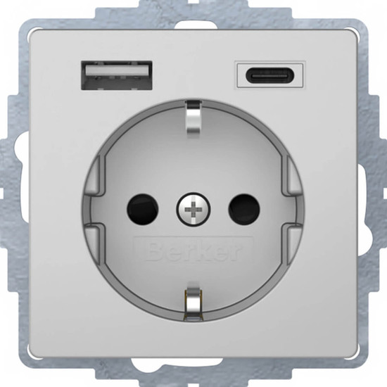 Berker 48046084 Steckdose Schuko/USB A-C Q.x. alu samt. lackiert