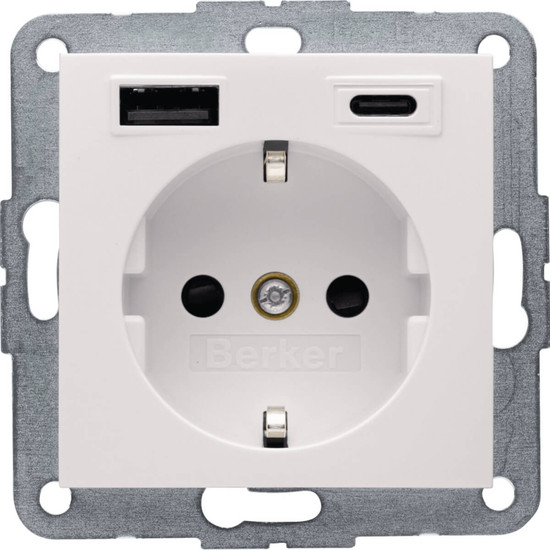Berker 48148982 Steckdose SCHUKO/USB AC 20W PD S1 w gl