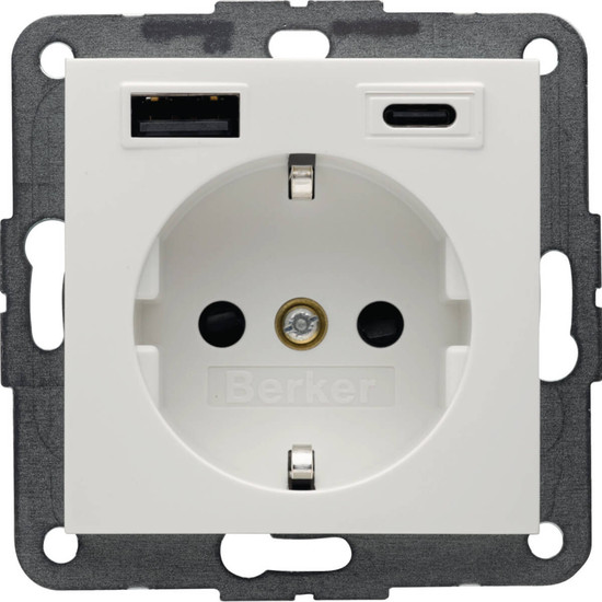 Berker 48148989 Steckdose SCHUKO/USB AC 20W PD S1 pw gl