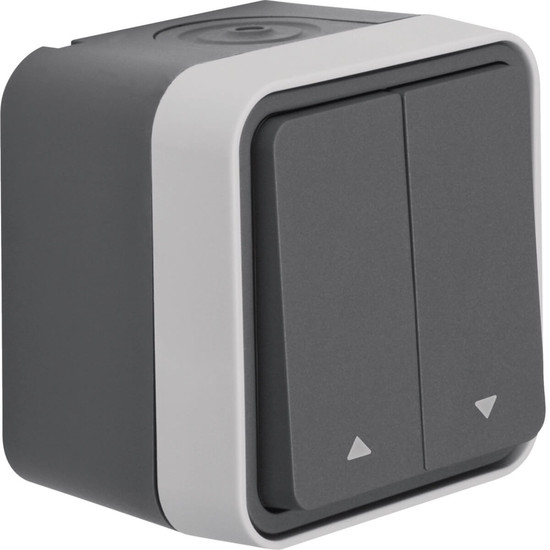 Berker 50753535 Jalousie-Serientaster mit Aufdruck Symbol Pfeil AP W.1 ECO grau