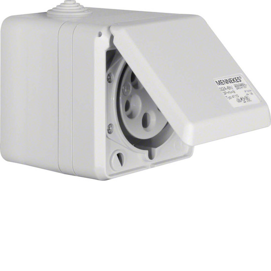 Berker 558201 CEE Steckdose 5-polig Ap 32 A mit Klappdeckel Verbindungssysteme lichtgrau