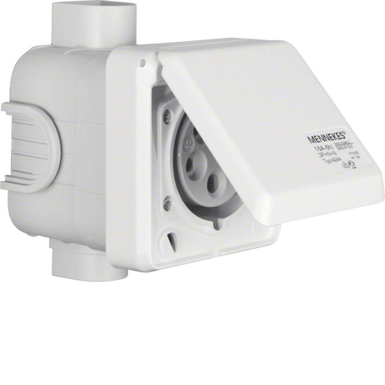 Berker 568001 CEE Steckdose 5-polig Up 16 A mit Klappdeckel Verbindungssysteme polarweiß