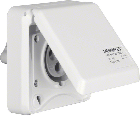 Berker 568101 CEE Steckdose 3-polig Eb 16 A mit Klappdeckel Verbindungssysteme polarweiß