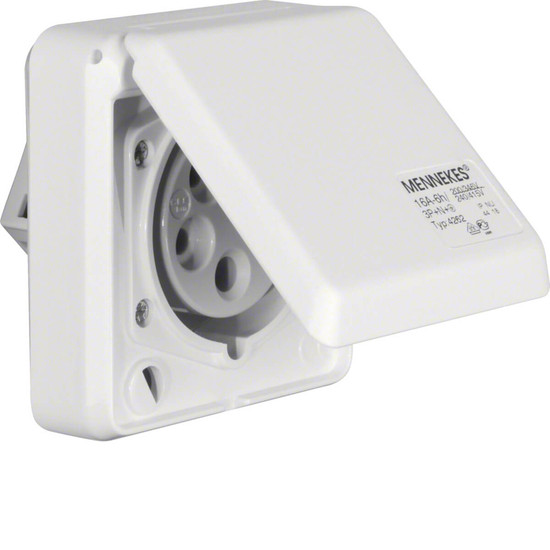 Berker 578501 CEE Steckdose 5-polig Eb 16 A mit Klappdeckel Verbindungssysteme polarweiß