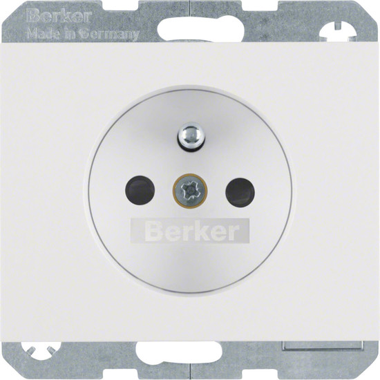 Berker 6765757009 Steckdose mit Schutzkontaktstift u. erh.BS K.1 polarweiß. glänzend