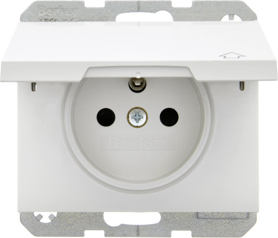 Berker 6768777109 Steckdose mit Schutzkontaktstift und Klappdeckel K.1 polarweiß glänzend