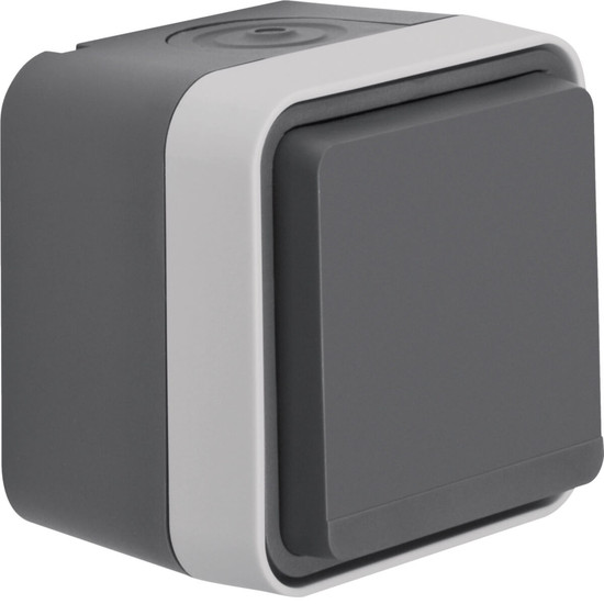 Berker 6768813515 Steckdose mit Schutzkontaktstift. erh. BS und Klappdeckel AP W.1 grau