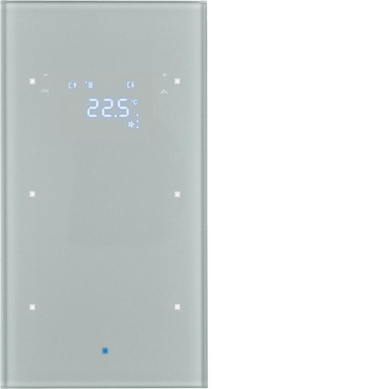 Berker 75642034 Glas-Sensor 2fach mit Temperaturregler TS Sensor. alu