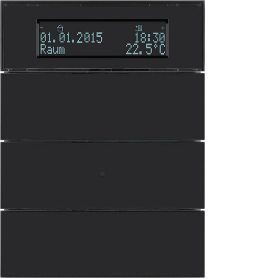 Berker 75663592 Tastsensor 3fach mit Temperaturregler und Display B.IQ Glas. schwarz
