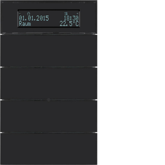 Berker 75664592 Tastsensor 4fach mit Temperaturregler und Display B.IQ Glas. schwarz