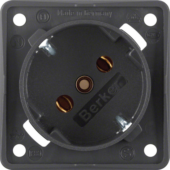 Berker 841852525 Steckdose Schuko 45°. mit Schraubklemmen. Integro Modul-Einsätze. anthrazit m.