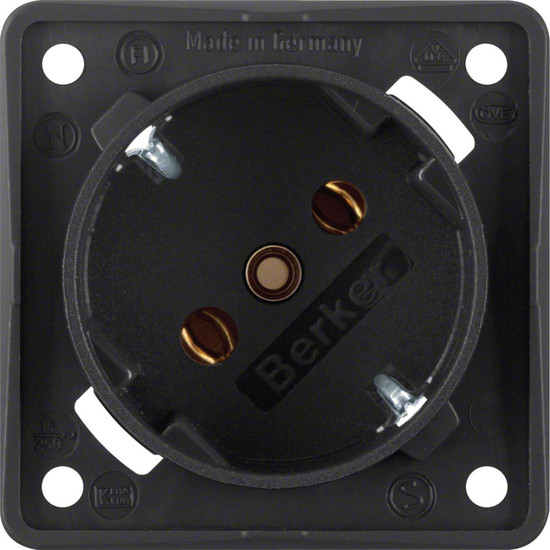 Berker 8418525 Steckdose Schuko 45°. mit Schraubklemmen. Integro Modul-Einsätze. schwarz m.