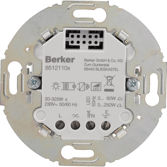 Berker 85121101 Universal Schalteinsatz 1fach (R.L.C.LED). Tragring rund