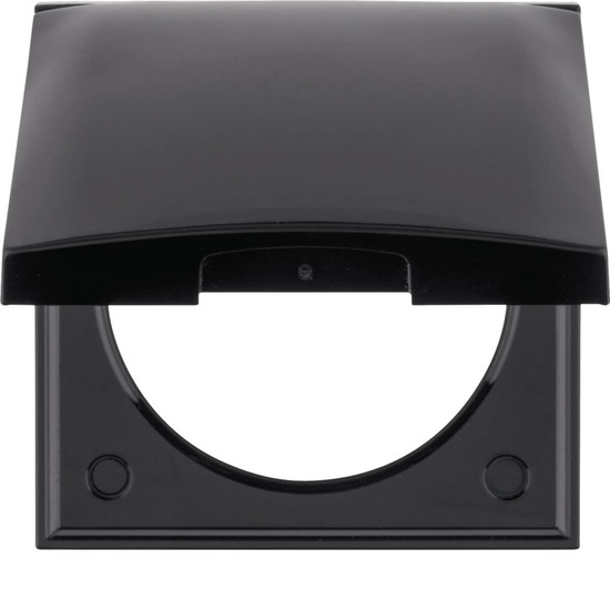 Berker 918282510 Rahmen mit Klappdeckel. Integro Flow/Pure. schwarz glänzend