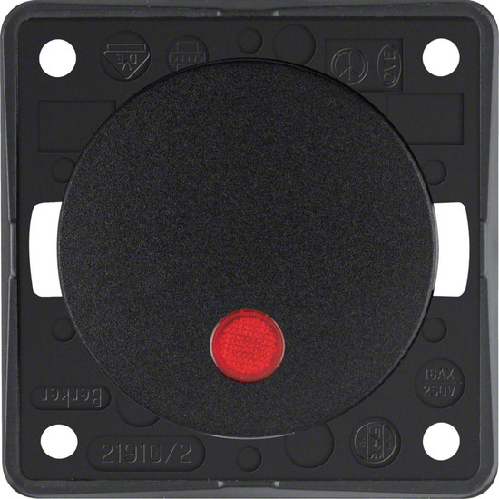 Berker 937522510 Kontr.-Ausschalter 2-polig m. Aufdr. 0. rote Lins.. Integro Flow/Pure. sw. gl.