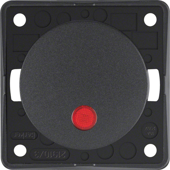 Berker 937722505 Kontroll-Taster. Schließer. rote Linse. Integro - Design Flow/Pure. anthr. mt.