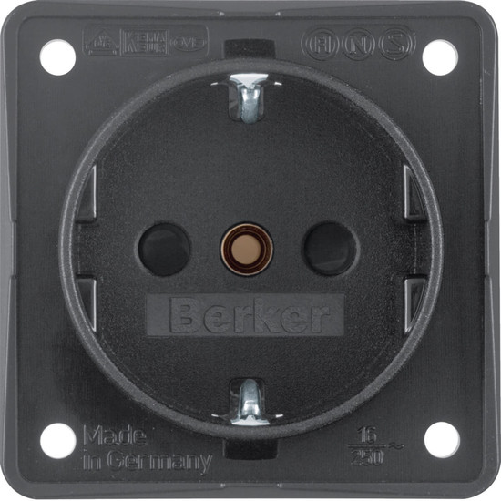 Berker 941952505 Steckdose Schuko. erh. Ber.schutz. Schraubkl.. Integro Modul-Einsätze. anthr. m.