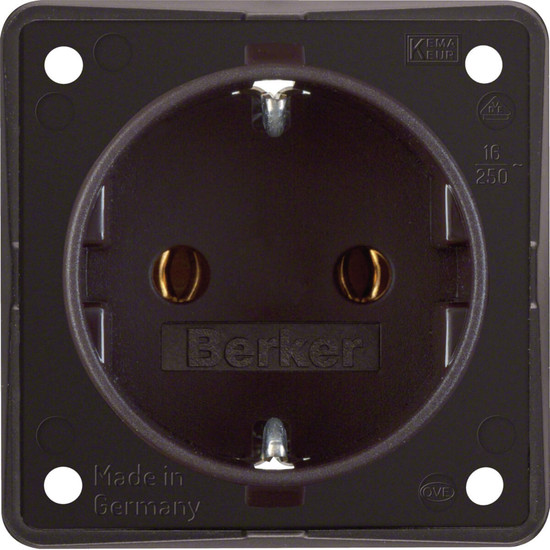 Berker 947782501 Steckdose Schuko. mit Steckklemmen. Integro Modul-Einsätze. braun matt
