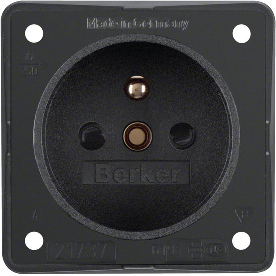 Berker 961952505 Steckd. m. Schutzk.stift Frankr./Belg.. erh. BS. S.-kl.. Int. Eins.. anthr. m.