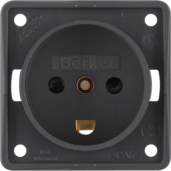 Berker 962722505 Steckd. m. Schutzk. DÄNEMARK. erh. Ber.schutz. S.-kl.. Int. Einsätze. anthr. m.