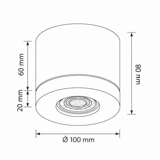 Bioledex PIKKO Deckenleuchte GU10 Aufbau 100mm Deckenspot Weiß /Weiß Anschrauben oder Kleben