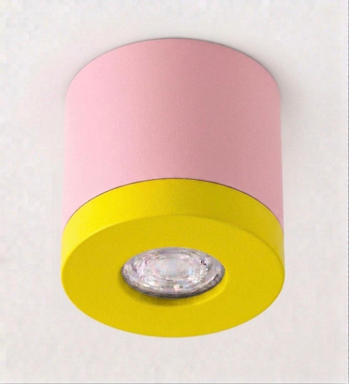 Bioledex PIKKO Deckenleuchte GU10 Aufbau 100mm Deckenspot Pink /Gelb Anschrauben oder Kleben
