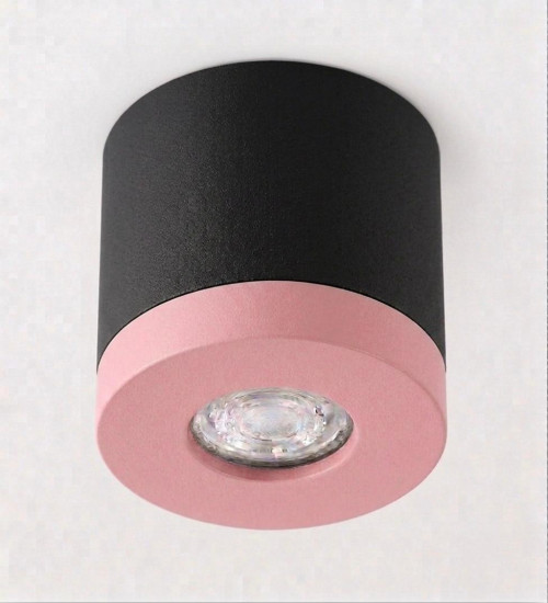 Bioledex PIKKO Deckenleuchte GU10 Aufbau 100mm Deckenspot Schwarz /Pink Anschrauben oder Kleben