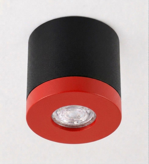 Bioledex PIKKO Deckenleuchte GU10 Aufbau 100mm Deckenspot Schwarz /Rot Anschrauben oder Kleben