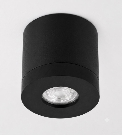 Bioledex PIKKO Deckenleuchte GU10 Aufbau 100mm Deckenspot Schwarz /Schwarz Anschrauben oder Kleben