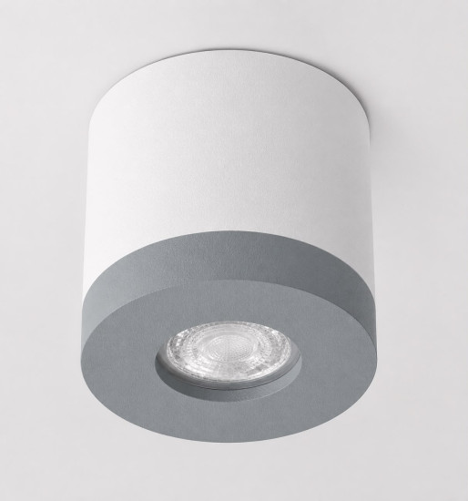 Bioledex PIKKO Deckenleuchte GU10 Aufbau 100mm Deckenspot Weiß /Hell Grau Anschrauben oder Kleben