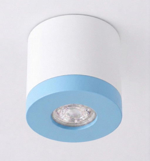Bioledex PIKKO Deckenleuchte GU10 Aufbau 100mm Deckenspot Weiß /Hell Blau Anschrauben oder Kleben