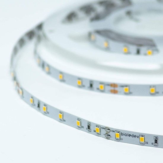 Bioledex LED Streifen 60W 24V 12W/m 60LED/m 2700K 5m Rolle 90Ra warmweiss flexible Lichtleiste