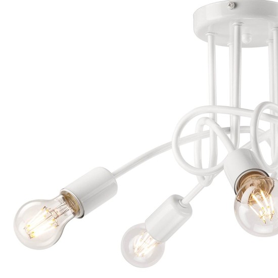 Bioledex geschwungene Deckenlampe 5x E27 weiß Metall