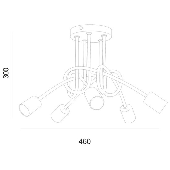 Bioledex geschwungene Deckenlampe 5x E27 weiß Metall