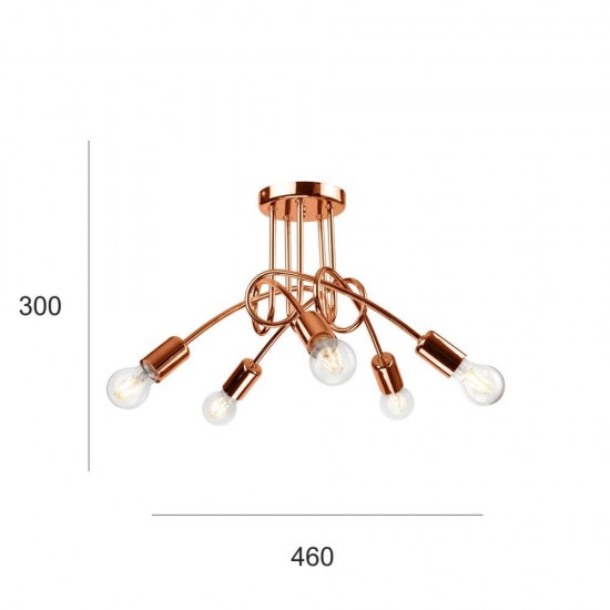 Bioledex Design Deckenleuchte 5x E27 Kupfer Metall