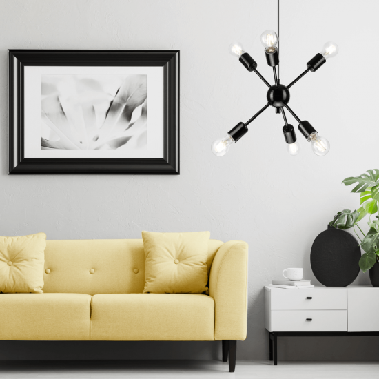 Bioledex Vintage Pendelleuchte 6x E27 schwarz Metall