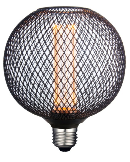 Bioledex Z610-432 Pendelleuchte Metall Schwarz schwenkbar + LIMA LED Lampe E27 G125 4W 140lm amber metallgitter