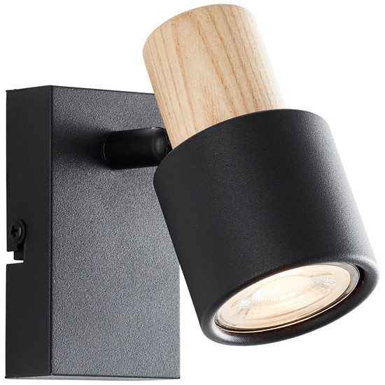 Brilliant Pini Wandspot GU10 Schwarz Holz FSC® 10145/76