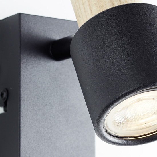Brilliant Pini Wandspot GU10 Schwarz Holz FSC® 10145/76
