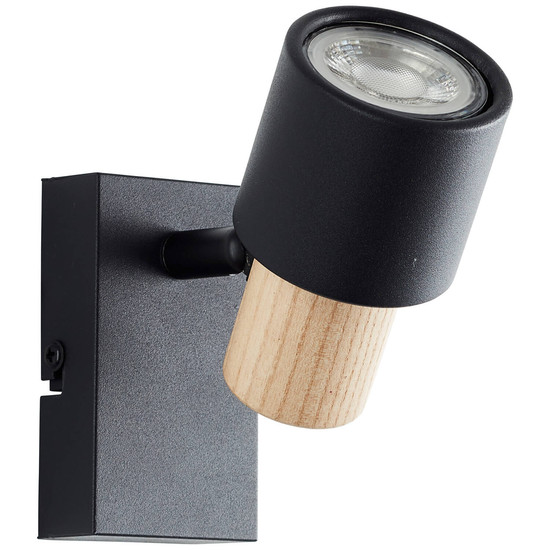 Brilliant Pini Wandspot GU10 Schwarz Holz FSC® 10145/76