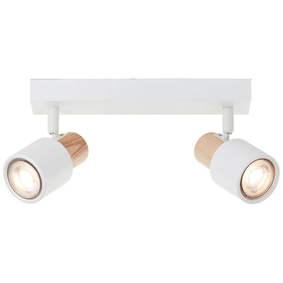 Brilliant Pini Spotbalken, 2-flammig GU10 Weiß Holz Hell FSC® 10146/75